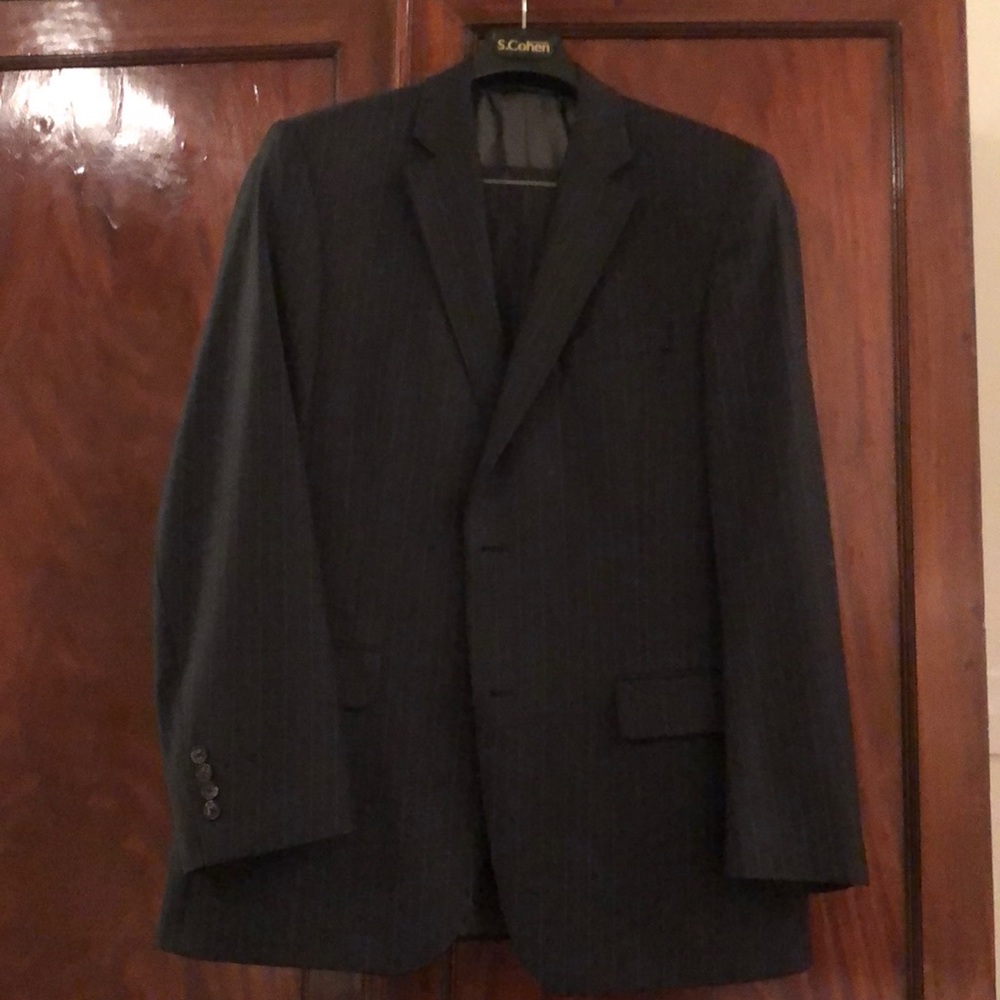 S. Cohen Charcoal Pinstriped Suit — 42R